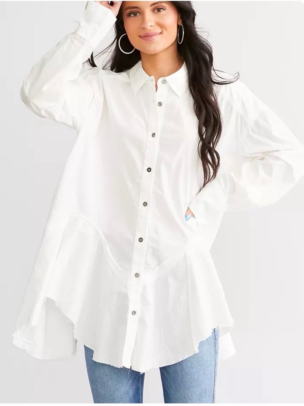 Free People NWT Freya Poplin Tunic in optic white Cotton Medium